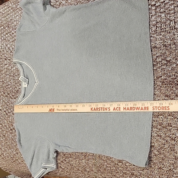 Vintage GAP Sporty V-neck 100% Cotton Sweater Womens Large Gray Cream Trim - Picture 6 of 7